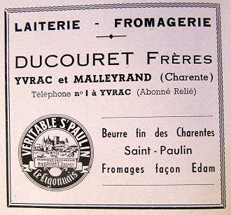 publicit 1951 fromage YVRAC ET MALLEYRAND